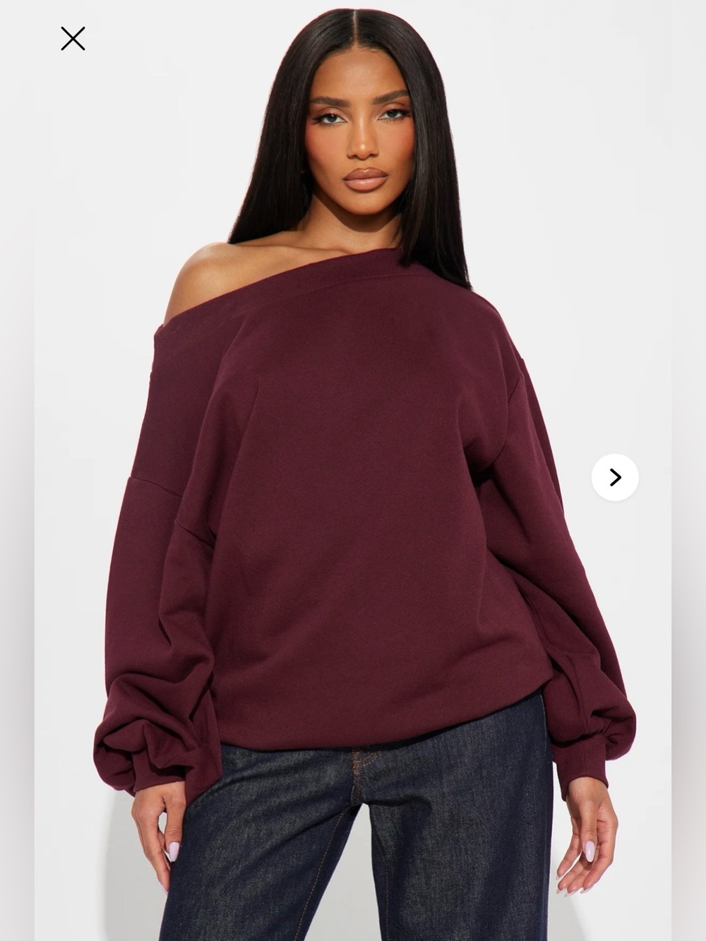 Fashion Nova Vera Off Shoulder Oversized Sweatshirt